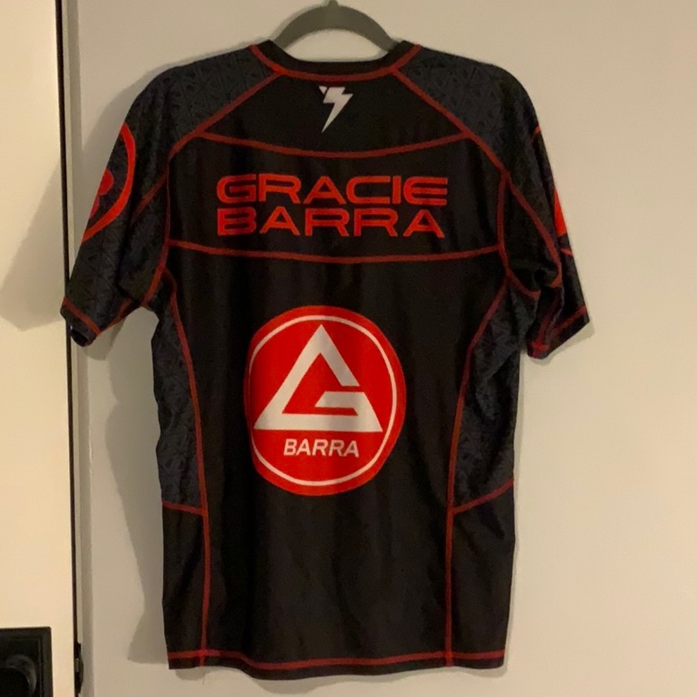 Gracie Barra unisex Black and Red Rash Guard